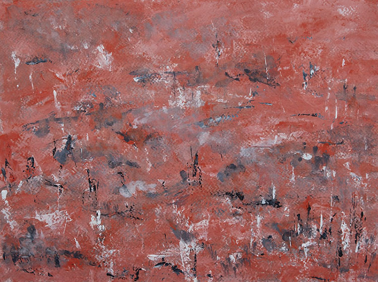Pink Marsh, gouache on paper, 9x12, 2022